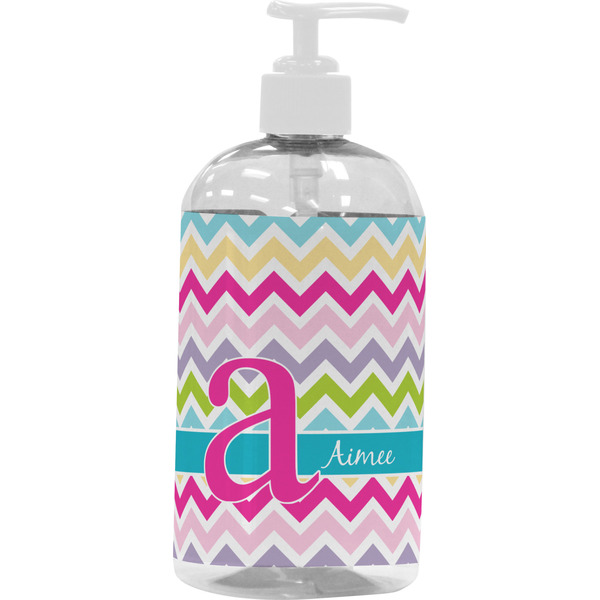Custom Colorful Chevron Plastic Soap / Lotion Dispenser (16 oz - Large - White) (Personalized)