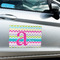 Colorful Chevron Large Rectangle Car Magnets- In Context