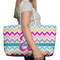 Colorful Chevron Large Rope Tote Bag - In Context View