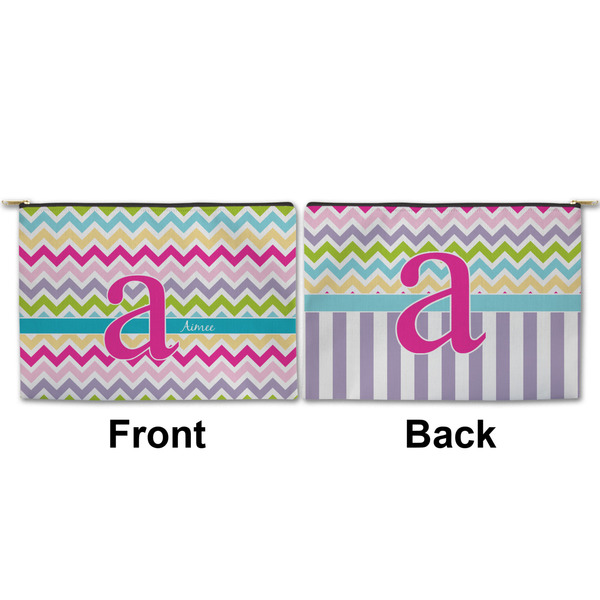 Colorful Chevron Large Zipper Pouch Approval (Front and Back)
