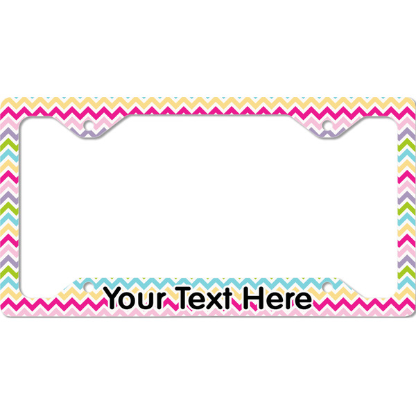 Custom Colorful Chevron License Plate Frame - Style C (Personalized)