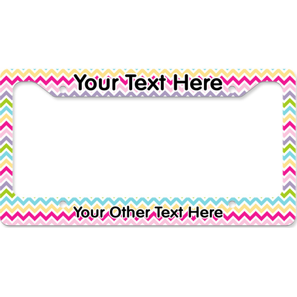 Custom Colorful Chevron License Plate Frame - Style B (Personalized)