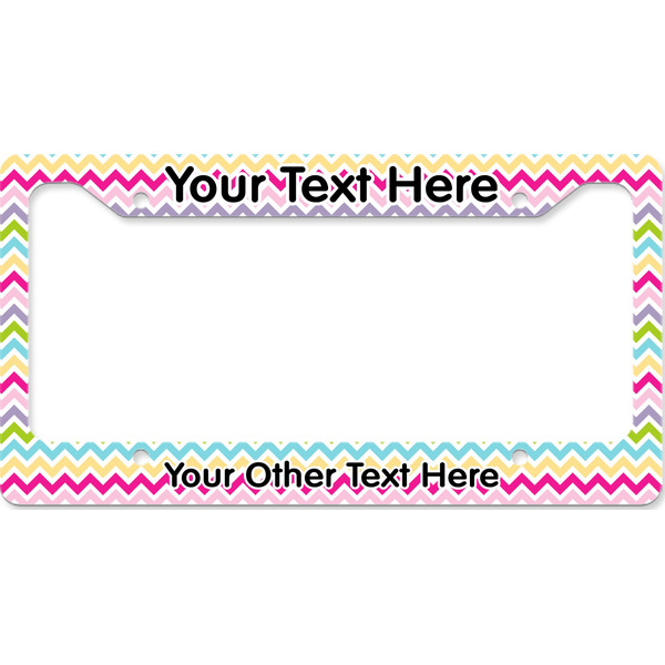 Colorful Chevron License Plate Frame Wide