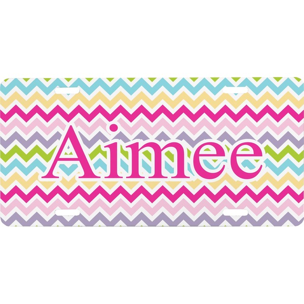 Custom Colorful Chevron Front License Plate (Personalized)