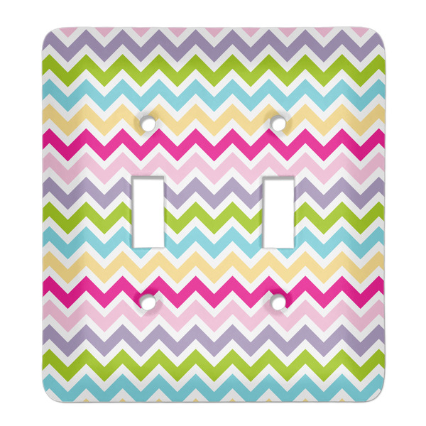 Custom Colorful Chevron Light Switch Cover (2 Toggle Plate)