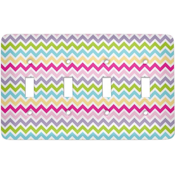 Custom Colorful Chevron Light Switch Cover (4 Toggle Plate)