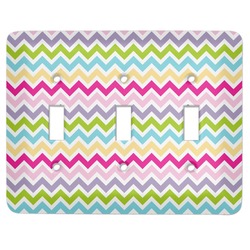 Colorful Chevron Light Switch Cover (3 Toggle Plate)