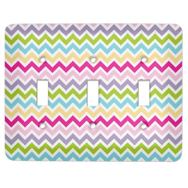 Custom Colorful Chevron Light Switch Cover (3 Toggle Plate)