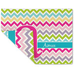 Colorful Chevron Double-Sided Linen Placemat - Single w/ Name and Initial