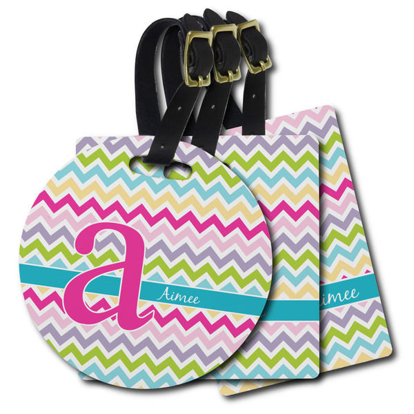 Custom Colorful Chevron Plastic Luggage Tag (Personalized)