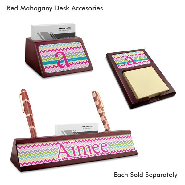 Colorful Chevron Mahogany Desk Accessories