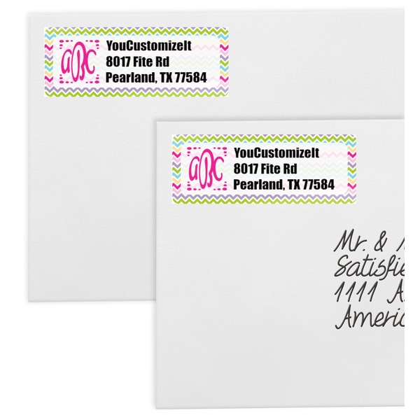 Colorful Chevron Mailing Labels - Double Stack Close Up