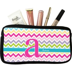 Colorful Chevron Makeup / Cosmetic Bag - Small (Personalized)