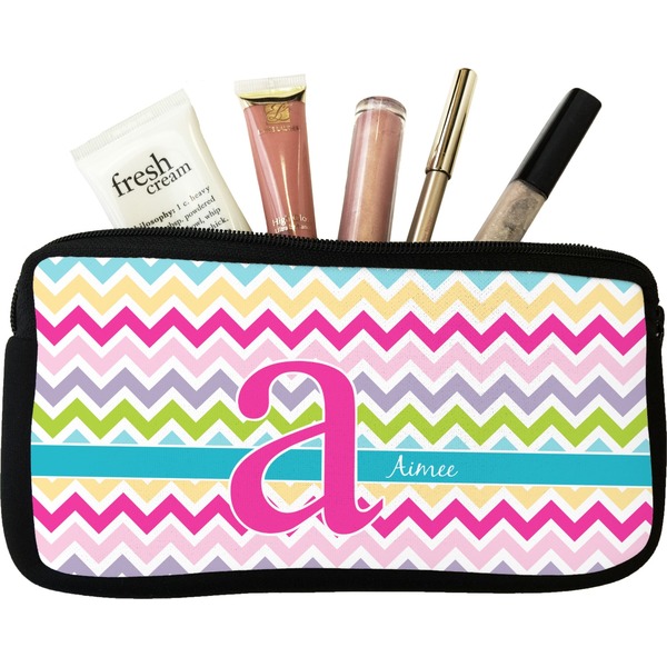 Custom Colorful Chevron Makeup / Cosmetic Bag (Personalized)