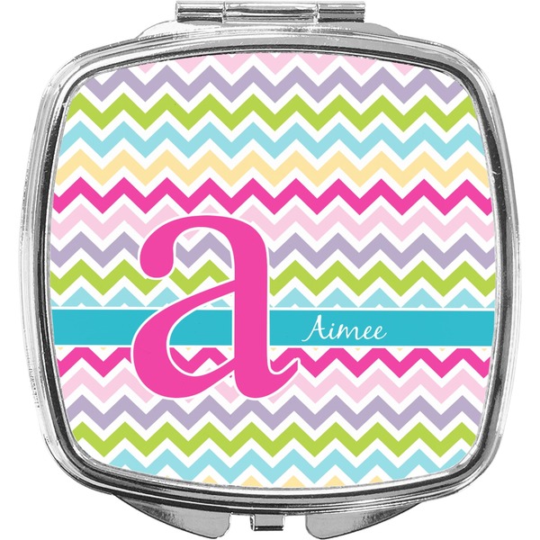 Custom Colorful Chevron Compact Makeup Mirror (Personalized)