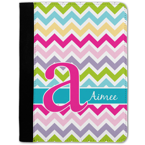 Custom Colorful Chevron Notebook Padfolio w/ Name and Initial