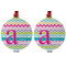 Colorful Chevron Metal Ball Ornament - Front and Back