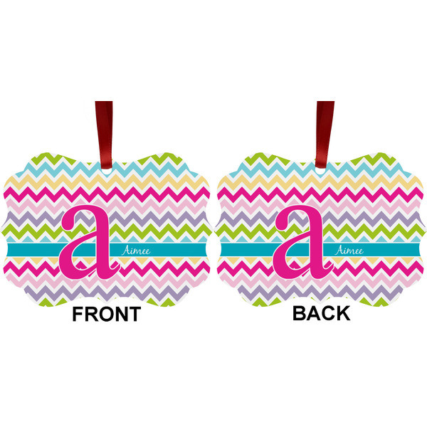 Colorful Chevron Metal Benilux Ornament - Front and Back (APPROVAL)