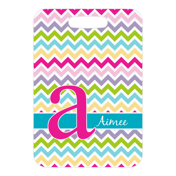 Colorful Chevron Metal Luggage Tag - Front Without Strap