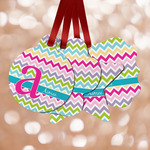 Colorful Chevron Metal Ornaments - Double Sided w/ Name and Initial