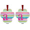 Colorful Chevron Metal Paw Ornament - Front and Back