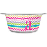 Colorful Chevron Stainless Steel Dog Bowl (Personalized)