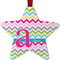 Colorful Chevron Metal Star Ornament - Double Sided w/ Name and Initial