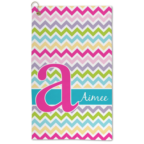 Custom Colorful Chevron Microfiber Golf Towel - Large (Personalized)