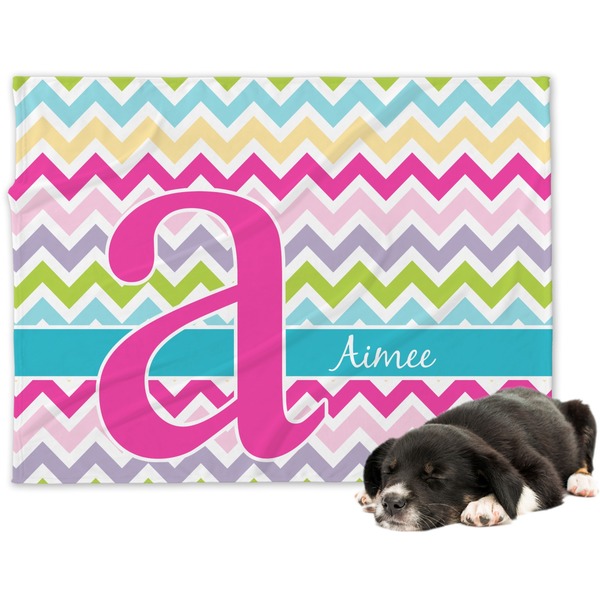 Custom Colorful Chevron Dog Blanket - Regular (Personalized)