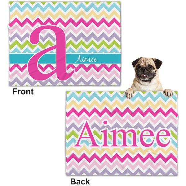 Colorful Chevron Microfleece Dog Blanket - Regular - Front & Back
