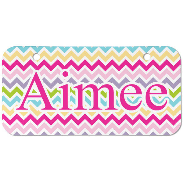 Custom Colorful Chevron Mini/Bicycle License Plate (2 Holes) (Personalized)