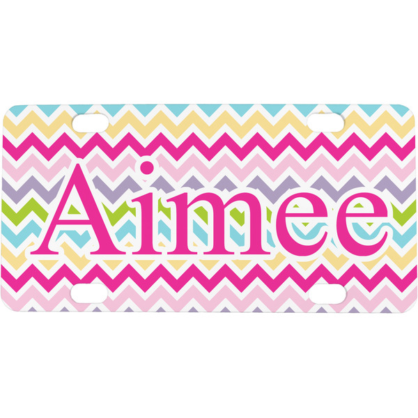 Custom Colorful Chevron Mini / Bicycle License Plate (4 Holes) (Personalized)