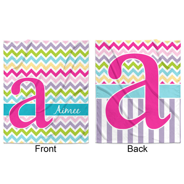 Colorful Chevron Minky Blanket - 50"x60" - Double Sided - Front & Back