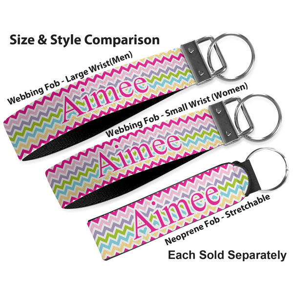 Colorful Chevron Multiple Key Ring comparison sizes
