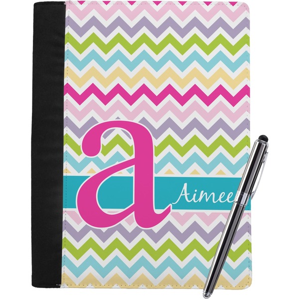 Custom Colorful Chevron Notebook Padfolio - Large w/ Name and Initial
