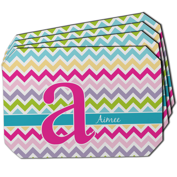 Custom Colorful Chevron Dining Table Mat - Octagon w/ Name and Initial