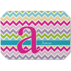 Colorful Chevron Dining Table Mat - Octagon (Single-Sided) w/ Name and Initial