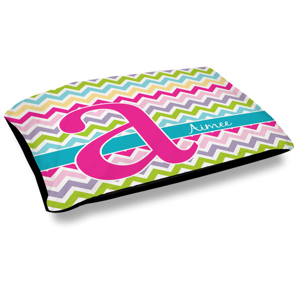 Custom Colorful Chevron Outdoor Dog Bed - Large (Personalized)
