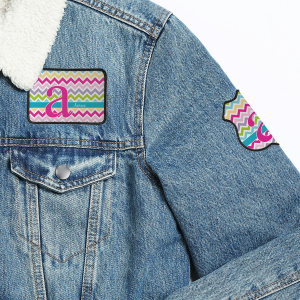 Colorful Chevron Patches Lifestyle Jean Jacket Detail