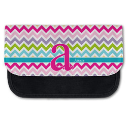 Colorful Chevron Canvas Pencil Case w/ Name and Initial