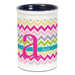 Colorful Chevron Ceramic Pencil Holders - Blue