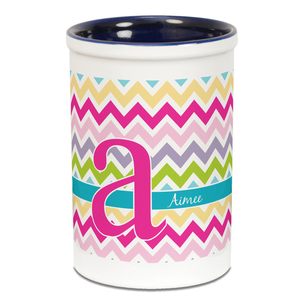 Colorful Chevron Pencil Holder - Blue