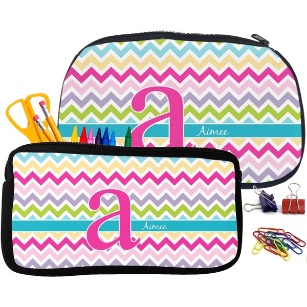 Colorful Chevron Pencil / School Supplies Bags Small and Medium