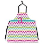 Colorful Chevron Apron Without Pockets w/ Name and Initial