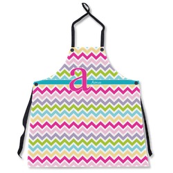 Colorful Chevron Apron Without Pockets w/ Name and Initial