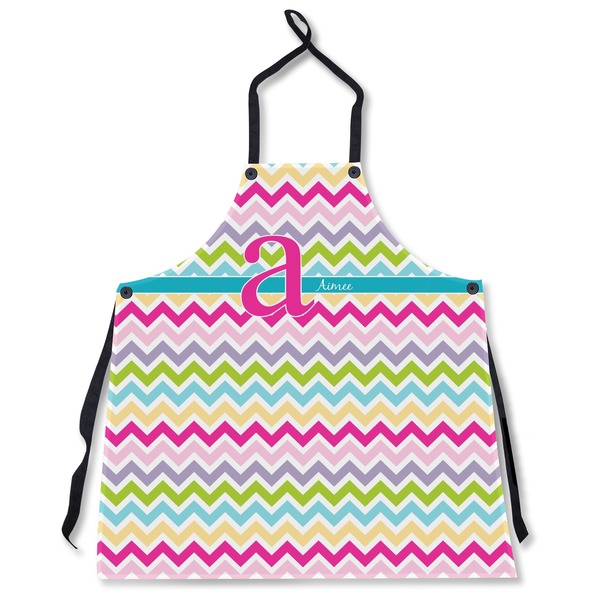 Custom Colorful Chevron Apron Without Pockets w/ Name and Initial