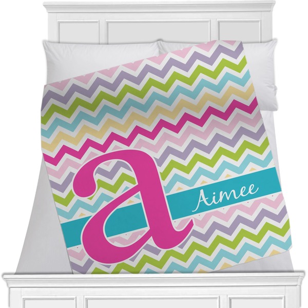 Custom Colorful Chevron Minky Blanket - Twin / Full - 80"x60" - Double Sided (Personalized)