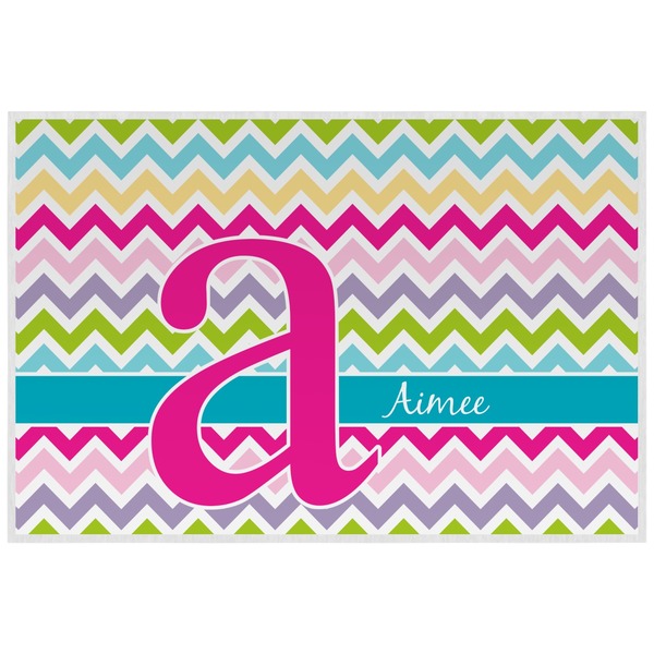 Custom Colorful Chevron Laminated Placemat w/ Name and Initial