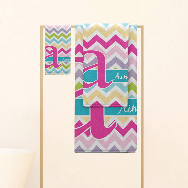 Colorful Chevron Personalized Towel Set