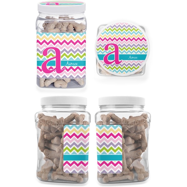 Colorful Chevron Pet Treat Jar - Multiple Angles